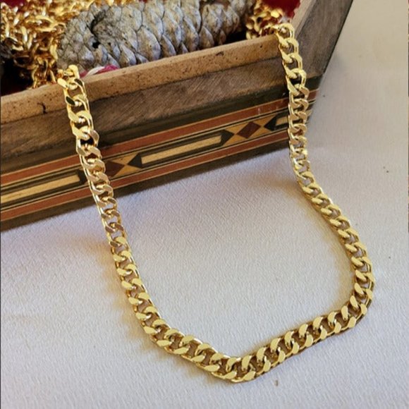 28" Cuban Chain Link 18K Gold Necklace Womens Miami Style Streetwear 28 inch NEW - Picture 9 of 9
